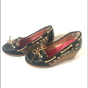 Leopard print Wedge Sperrys